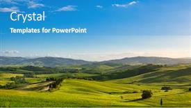  Presentation with green hills - Colorful PPT theme enhanced with aerial-green-hills-tuscany-italy backdrop and a teal colored foreground
