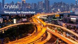  Presentation with expressway - Cool new PPT theme with aerial-high-angel-view backdrop and a ocean colored foreground