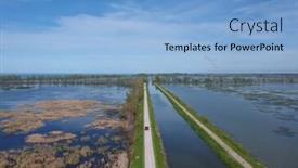  Presentation with marsh - Audience pleasing PPT theme consisting of aerial-image-of-marsh-lands backdrop and a light blue colored foreground