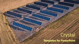  Presentation with solar panels - Cool new presentation theme with aerial industrial view solar panels backdrop and a tawny brown colored foreground
