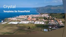  Presentation with azores islands - Colorful presentation theme enhanced with aerial-landscape-in-maia-city backdrop and a teal colored foreground