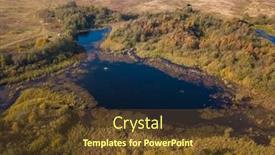  Presentation with fisherman - Presentation design with aerial landscape of a lake in the forest at summer fisherman in the boat background and a tawny brown colored foreground