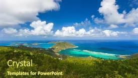  Presentation with coast - Presentation theme having aerial-landscape-of-beautiful-tropical background and a tawny brown colored foreground