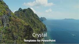  Presentation with sand ocean - Colorful PPT theme enhanced with aerial-landscape-of-ocean-bay backdrop and a tawny brown colored foreground