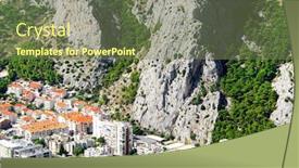  Presentation with croatia - Cool new PPT theme with aerial-landscape-of-omis-resort backdrop and a violet colored foreground