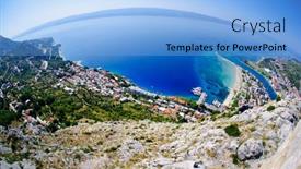  Presentation with croatia - Cool new PPT theme with aerial-landscape-of-omis-resort backdrop and a light blue colored foreground