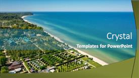  Presentation with landscape - Slide deck consisting of aerial-landscape-of-the-beach background and a teal colored foreground