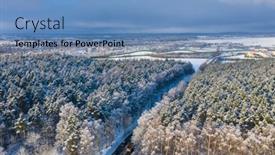  Presentation with forest road - Theme having aerial-landscape-of-the-road background and a teal colored foreground