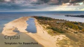  Presentation with seagull - PPT theme featuring aerial-landscape-of-the-seagull background and a coral colored foreground