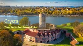  Presentation with landscape - PPT theme enhanced with aerial-landscape-of-the-wisloujscie background and a tawny brown colored foreground