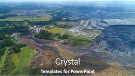  Presentation with coal mine - Amazing slide set having aerial-landscape-with-coal-mine backdrop and a dark gray colored foreground