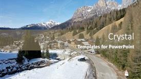  Presentation with mountain snow - Slide deck having aerial-nature-snow-covered-mountain background and a violet colored foreground