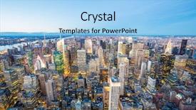  Presentation with new york city subway station - Presentation design consisting of aerial new york city skyline background and a light blue colored foreground