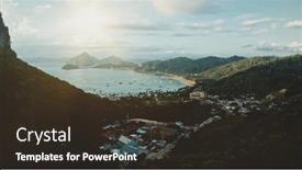  Presentation with vessels - Audience pleasing slide deck consisting of aerial-ocean-port-with-water backdrop and a wine colored foreground