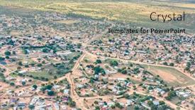  Presentation with village - Beautiful PPT layouts featuring aerial-of-a-scattered-village backdrop and a mint green colored foreground