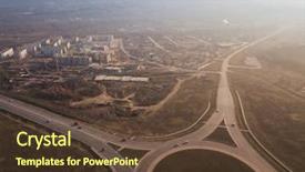  Presentation with intersection - Audience pleasing PPT theme consisting of aerial of highway city intersection backdrop and a tawny brown colored foreground