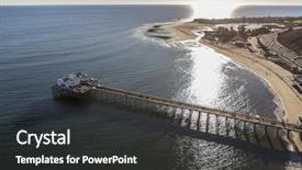  Presentation with aerial - Slides enhanced with aerial of malibu pier surfrider background and a dark gray colored foreground