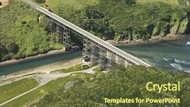  Presentation with highway engineering - Theme with aerial of shoreline highway bridge background and a tawny brown colored foreground