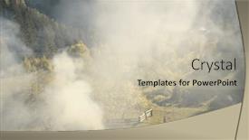  Presentation with nature-village - PPT theme having aerial-of-thick-smoke-over and a soft green colored foreground