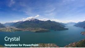 Presentation with landscape - Presentation theme featuring aerial panorama landscape on como background and a ocean colored foreground