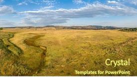  Presentation with rocky mountains - Slide set consisting of aerial panorama of foothills prairie background and a tawny brown colored foreground