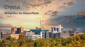  Presentation with aerial - Audience pleasing PPT theme consisting of aerial-panorama-of-gaborone-city backdrop and a coral colored foreground