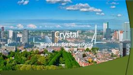  Presentation with erasmus - Beautiful presentation featuring aerial panorama of rotterdam city backdrop and a teal colored foreground