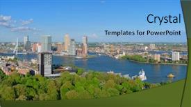  Presentation with erasmus - PPT theme having aerial panorama of rotterdam city background and a light blue colored foreground