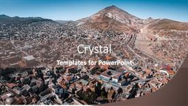  Presentation with mountain - Slide deck consisting of aerial-panorama-of-the-city background and a gray colored foreground