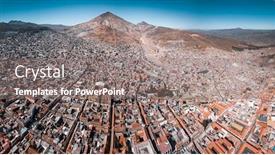  Presentation with mountain - Cool new PPT theme with aerial-panorama-of-the-city backdrop and a gray colored foreground