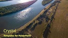  Presentation with sunrise - Presentation theme consisting of aerial-panorama-of-the-river background and a tawny brown colored foreground