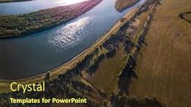  Presentation with sunrise - Presentation with aerial-panorama-of-the-river background and a tawny brown colored foreground