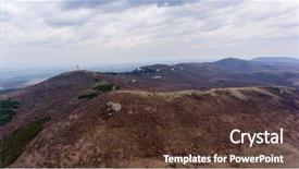  Presentation with mountain road up hill - Slide set with aerial panorama over a mountain background and a  colored foreground