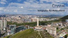 Presentation with mongolia - Amazing slide deck having aerial-panorama-view-of-ulaanbaatar backdrop and a light blue colored foreground