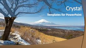  Presentation with mount fuji - Cool new PPT theme with aerial panorama view point of mount fuji at yamanaka lake in winter backdrop and a teal colored foreground