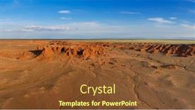  Presentation with mongolia - Audience pleasing theme consisting of aerial-panorama-view backdrop and a tawny brown colored foreground