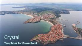  Presentation with bulgarian - PPT theme with panoramic drone view of bulgarian background and a ocean colored foreground