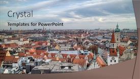  Presentation with panoramic - Amazing presentation design having aerial-panoramic-townscape-above-roofs backdrop and a light blue colored foreground
