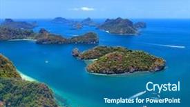  Presentation with nata de coco tropical fruit - Amazing PPT layouts having aerial panoramic view ang thong backdrop and a ocean colored foreground