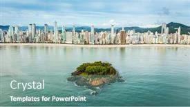  Presentation with panoramic - Slides consisting of aerial-panoramic-view-of-balneario background and a seafoam green colored foreground