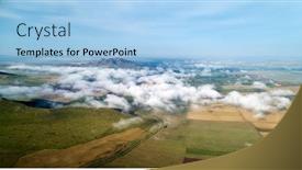  Presentation with romania - Colorful presentation enhanced with aerial panoramic view of dobrogea fields in summer romania backdrop and a light blue colored foreground