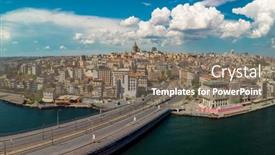  Presentation with panoramic - Slide set having aerial-panoramic-view-of-galata background and a violet colored foreground