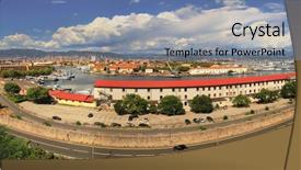  Presentation with base - Slides with aerial panoramic view on navy background and a  colored foreground