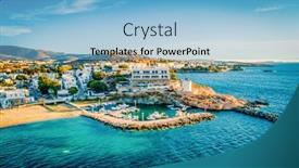  Presentation with cost - Beautiful theme featuring aerial panoramic viewpoint of scenic cost by the beautiful sea paros greece backdrop and a light blue colored foreground