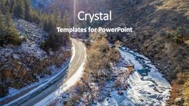  Presentation with rocky mountains - Cool new PPT layouts with aerial perspective with lens glare backdrop and a ocean colored foreground