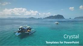  Presentation with water ship - PPT layouts consisting of aerial-philippines-ocean-bay-boat background and a ocean colored foreground