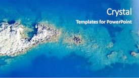  Presentation with crystal blue - Beautiful PPT layouts featuring aerial photo above rock reef backdrop and a teal colored foreground