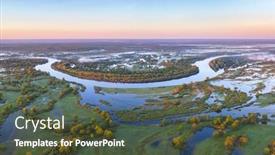  Presentation with pripyat - Beautiful slide set featuring aerial-photo-of-a-floodplain backdrop and a tawny brown colored foreground
