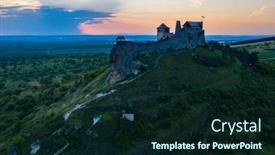  Presentation with aerial - Theme having aerial-photo-of-castle background and a wine colored foreground
