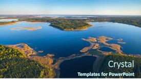  Presentation with lake - Slides enhanced with aerial-photo-of-lake-strusta background and a navy blue colored foreground